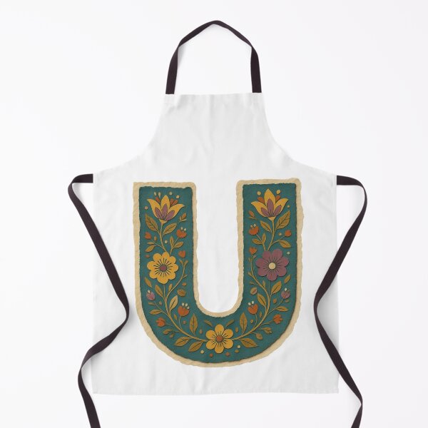 Item preview, Teal Mustard Terracotta Floral Monogram Letter U designed and sold by ITCHAWAWAA.