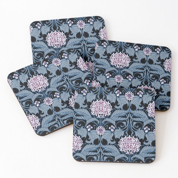 Item preview, moody art nouveau hydrangea vines - pink and steel blue designed and sold by kobyakov.