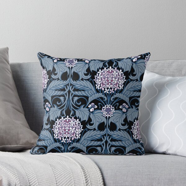 Item preview, moody art nouveau hydrangea vines - pink and steel blue designed and sold by kobyakov.