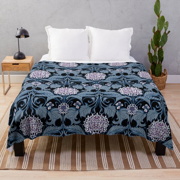 Item preview, moody art nouveau hydrangea vines - pink and steel blue designed and sold by kobyakov.