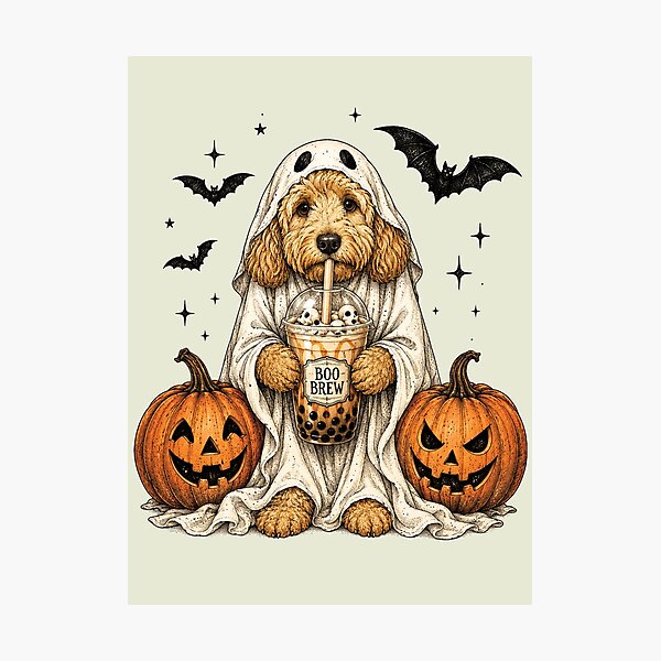Item preview, Goldendoodle Ghost and Boba Cute Halloween Dog Humor 2 designed and sold by KodiakMillyy.
