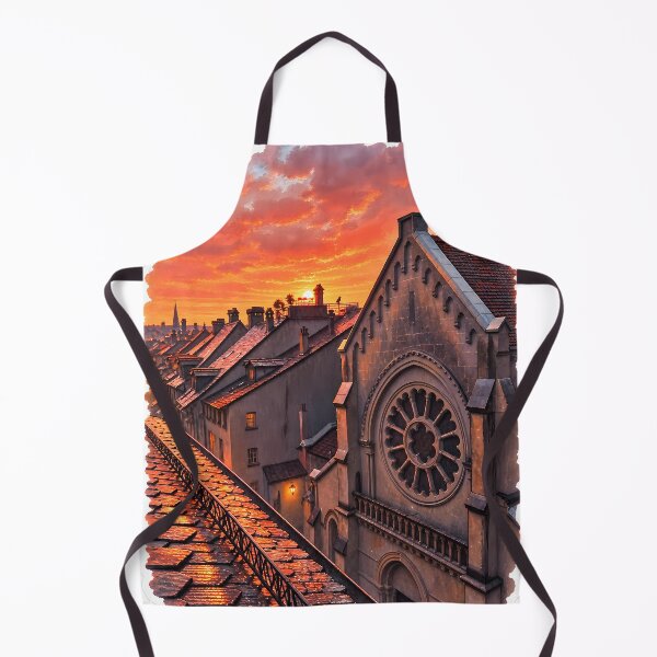 Item preview, Gothic Cathedral Sunset Street Digital Watercolor Art designed and sold by SlavaArt.