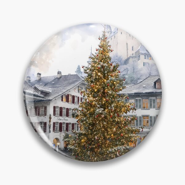 Item preview, Thun Castle Winter Digital Watercolor Christmas designed and sold by SlavaArt.