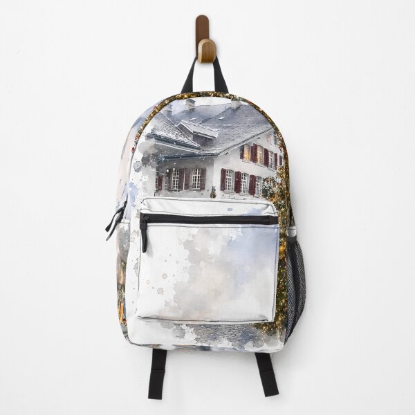 Item preview, Thun Castle Winter Digital Watercolor Christmas designed and sold by SlavaArt.