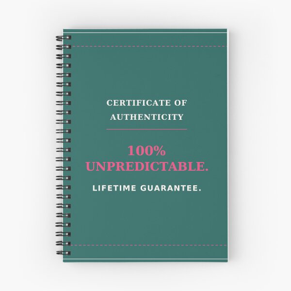 Item preview, Certificate of authenticity 100% unpredictable lifetime guarantee - Funny badge quote designed and sold by VYNCERA.