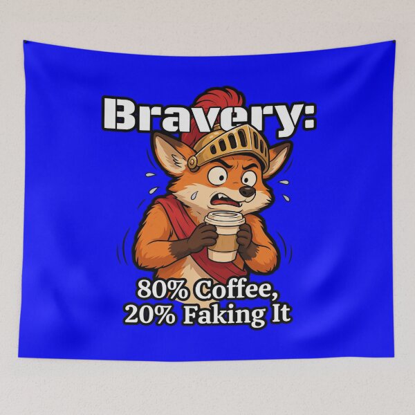 Item preview, Funny Humor Bravery 80% Coffee, 20% Faking It Caffeine Addict Art Design designed and sold by fantasticdesign.