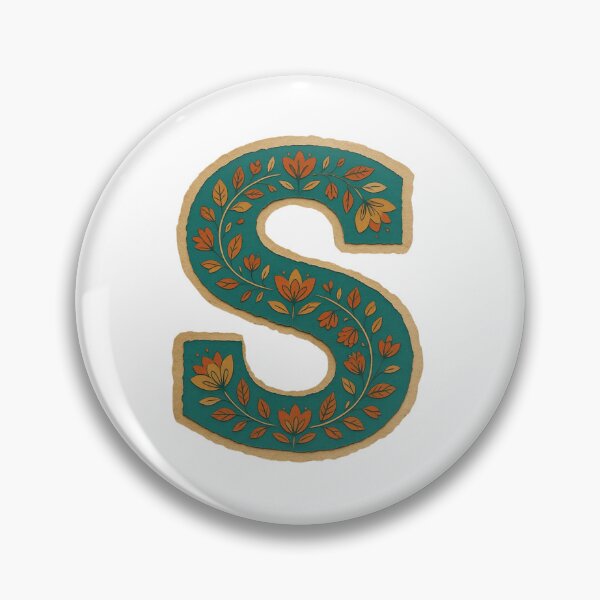 Item preview, Teal Mustard Terracotta Floral Monogram Letter S designed and sold by ITCHAWAWAA.