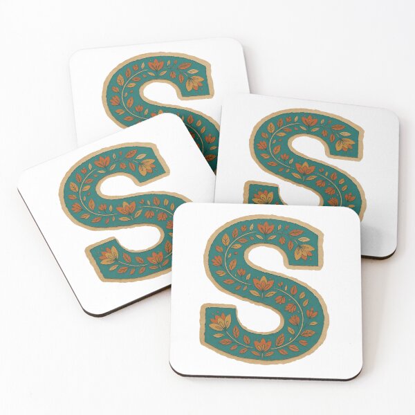 Item preview, Teal Mustard Terracotta Floral Monogram Letter S designed and sold by ITCHAWAWAA.