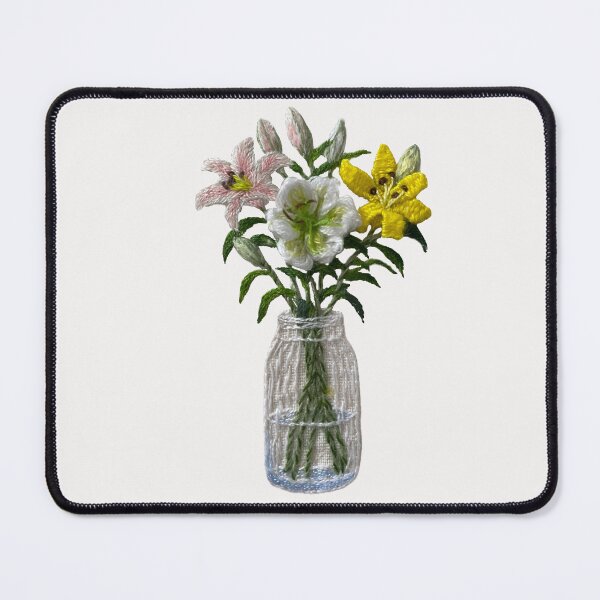Item preview, Lily flower bouquet hand-embroidered designed and sold by Alsa.handembroidery.