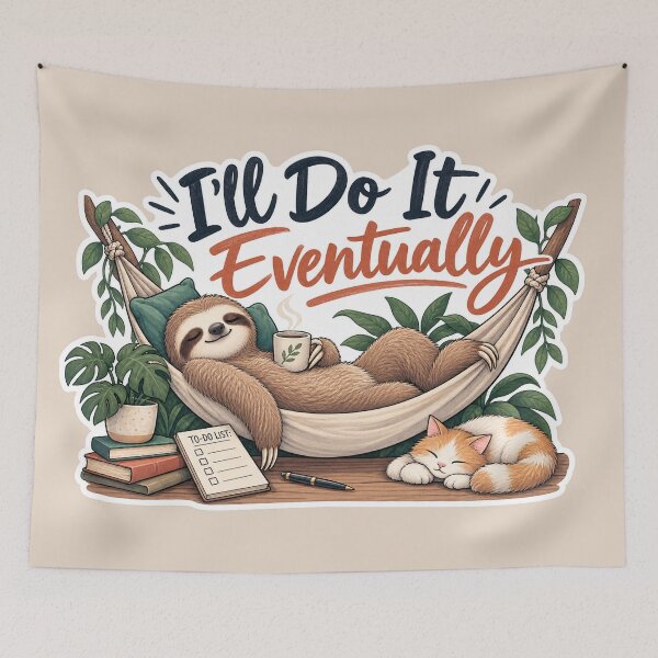 Item preview, I’ll Do It Eventually – Funny Sloth Procrastinator designed and sold by Sasas Design.