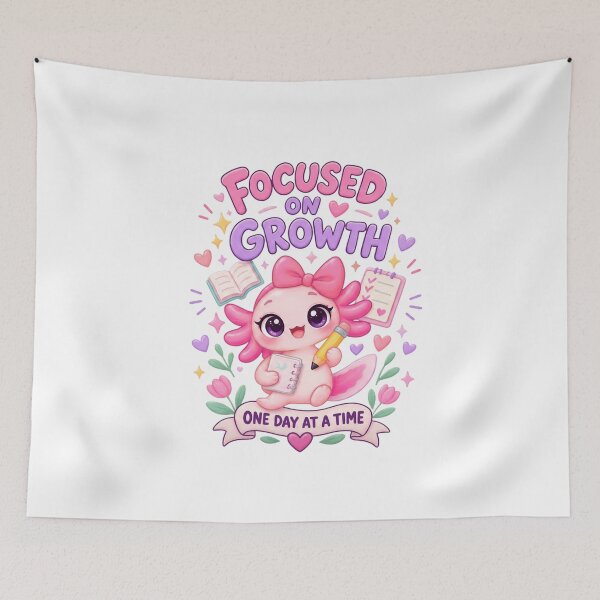 Item preview, Focused on Growth Axolotl – One Day at a Time Cute Study Motivation designed and sold by FHdesigns.