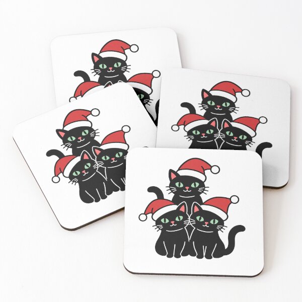 Item preview, Three Christmas Cats Stacked | Funny Black Cats Santa Hat Holiday designed and sold by wingoo22.