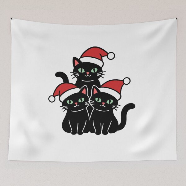 Item preview, Three Christmas Cats Stacked | Funny Black Cats Santa Hat Holiday designed and sold by wingoo22.