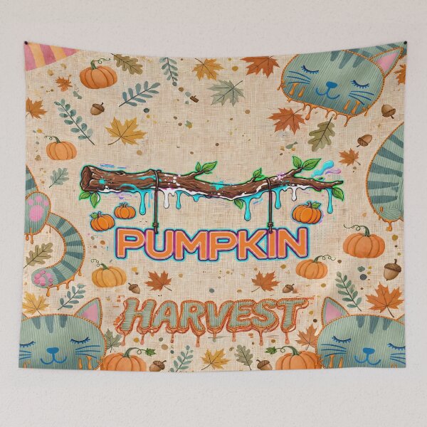 Item preview, Cute Funny Spooky Orange and Black Cat Lover's Halloween October Autumn Fall Thanksgiving Holiday Pattern - Kitty Kitten Animal Pet Cats with Pumpkin, Pumpkins, Leaves and Gifts labor day designed and sold by BlackAndBrown.