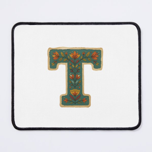 Item preview, Decorative teal Floral Letter T Folk Art Monogram designed and sold by ITCHAWAWAA.