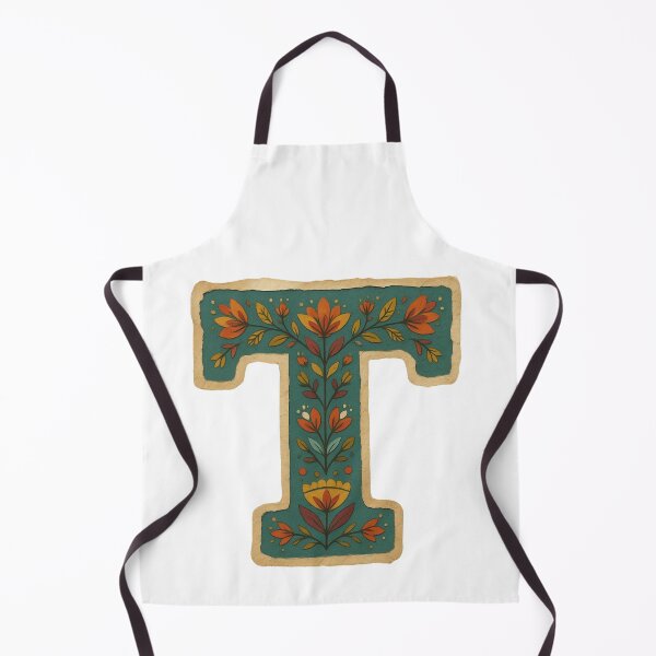 Item preview, Decorative teal Floral Letter T Folk Art Monogram designed and sold by ITCHAWAWAA.