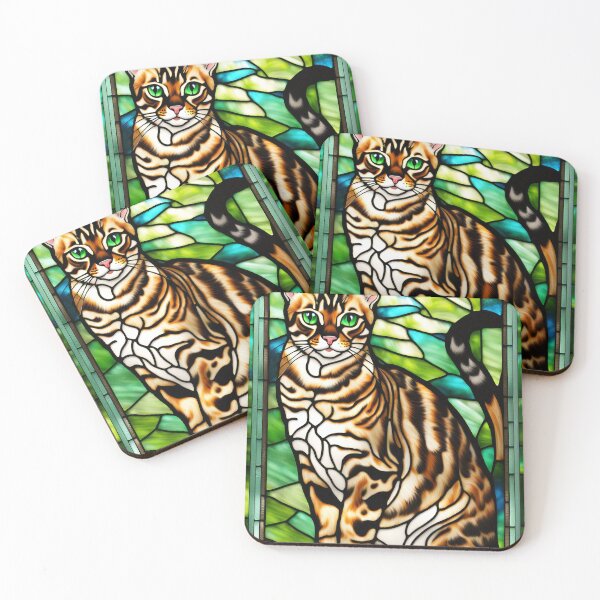 Item preview, Bengal Cat Stained Glass Portrait designed and sold by pinkal.