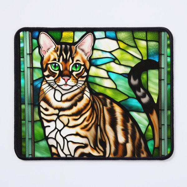 Item preview, Bengal Cat Stained Glass Portrait designed and sold by pinkal.
