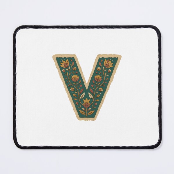 Item preview, Decorative teal Floral Letter V Folk Art Monogram designed and sold by ITCHAWAWAA.