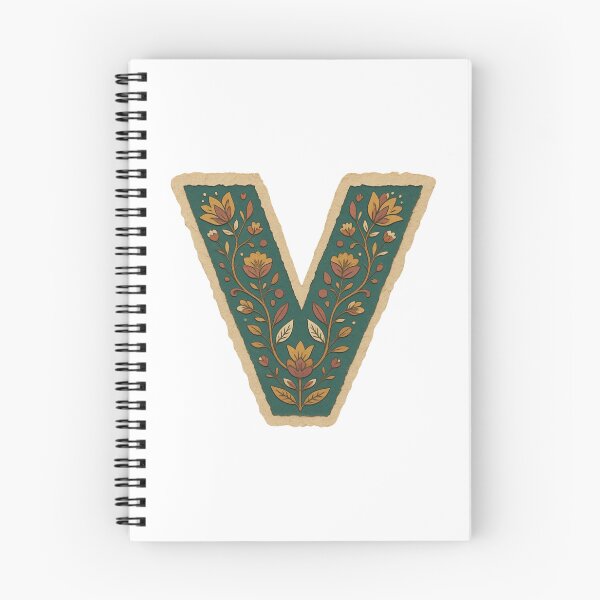 Item preview, Decorative teal Floral Letter V Folk Art Monogram designed and sold by ITCHAWAWAA.