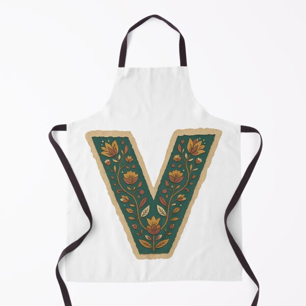 Item preview, Decorative teal Floral Letter V Folk Art Monogram designed and sold by ITCHAWAWAA.