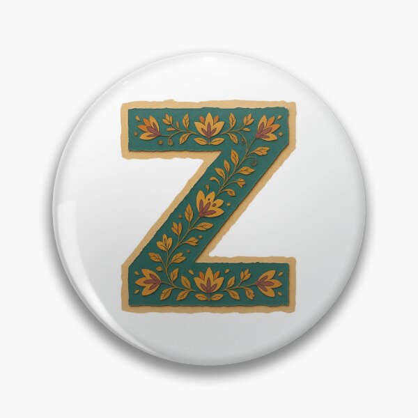 Item preview,  Decorative teal Floral Letter Z Folk Art Monogram designed and sold by ITCHAWAWAA.