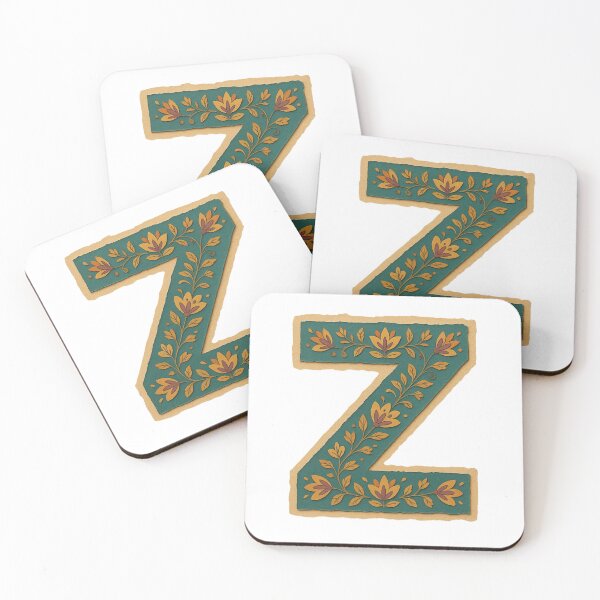 Item preview,  Decorative teal Floral Letter Z Folk Art Monogram designed and sold by ITCHAWAWAA.