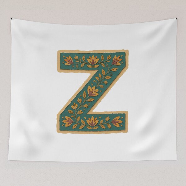 Item preview,  Decorative teal Floral Letter Z Folk Art Monogram designed and sold by ITCHAWAWAA.