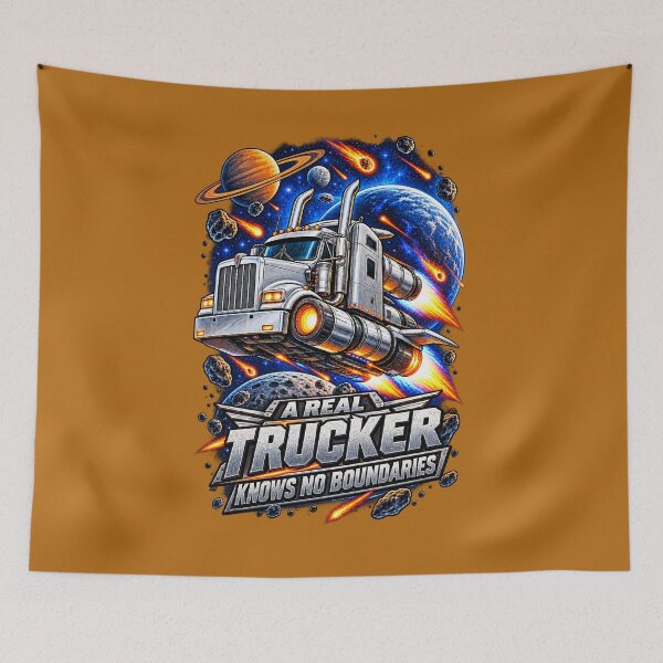 Item preview, A Real Trucker Knows No Boundaries - Space Semi Art designed and sold by NomadForge.