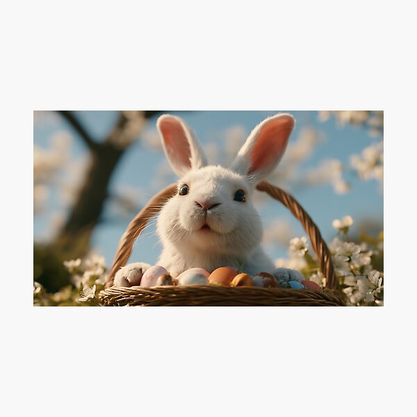 Item preview, Cute Easter Bunny in Basket with Spring Blossom designed and sold by SoykAart.