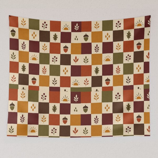 Item preview, Harvest Check – Retro Autumn Checkerboard Folk Pattern designed and sold by astersgraphics.