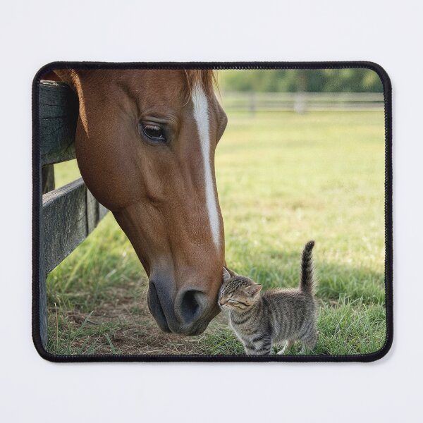 Item preview, Horse and Kitten in Country Pasture designed and sold by Maria Dryfhout.