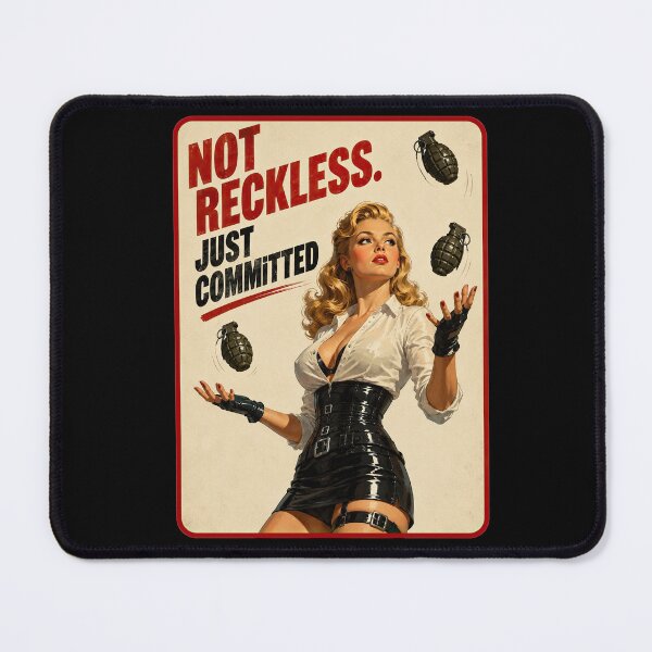 Item preview, Not Reckless, Just Committed – Retro Action Pinup designed and sold by obstinator.