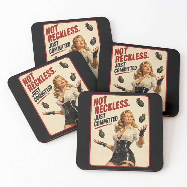 Item preview, Not Reckless, Just Committed – Retro Action Pinup designed and sold by obstinator.