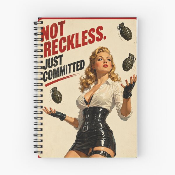 Item preview, Not Reckless, Just Committed – Retro Action Pinup designed and sold by obstinator.