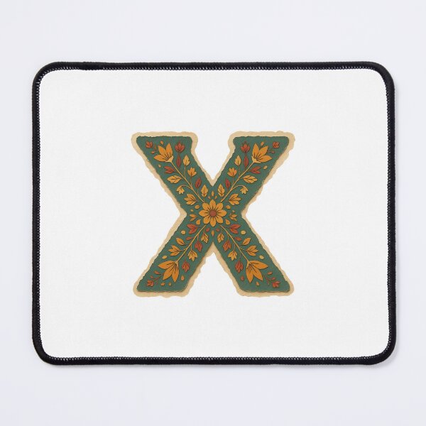 Item preview, Decorative teal Floral Letter X Folk Art Monogram designed and sold by ITCHAWAWAA.