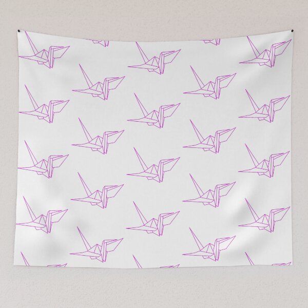Item preview, Magenta Pink Origami Crane Line Drawing designed and sold by SarahJisri.