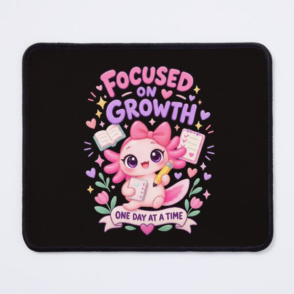 Item preview, Focused on Growth Axolotl – One Day at a Time Cute Study Motivation designed and sold by FHdesigns.