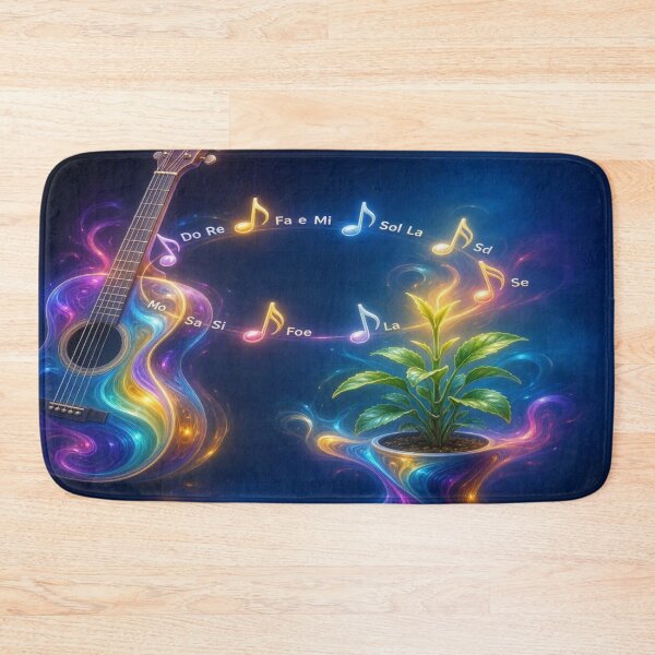 Item preview, Magical Glowing Guitar with Musical Notes and Plant designed and sold by Breezes-of-Ida.