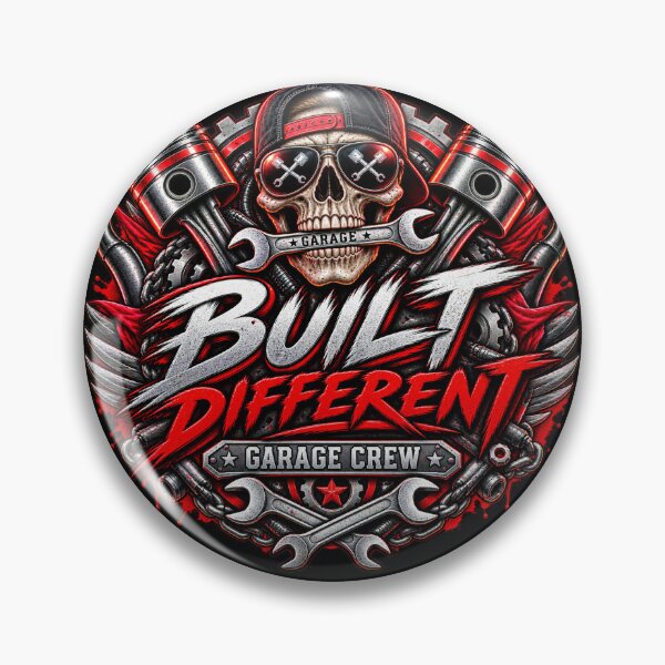 Item preview, Built Different Garage Crew – Biker Skull Mechanic designed and sold by Golden Godfather Studio.