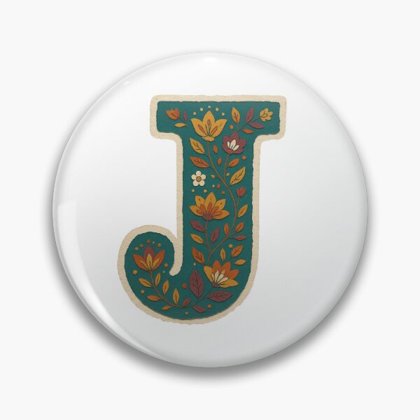 Item preview, Teal Mustard Terracotta Floral Monogram Letter J designed and sold by ITCHAWAWAA.