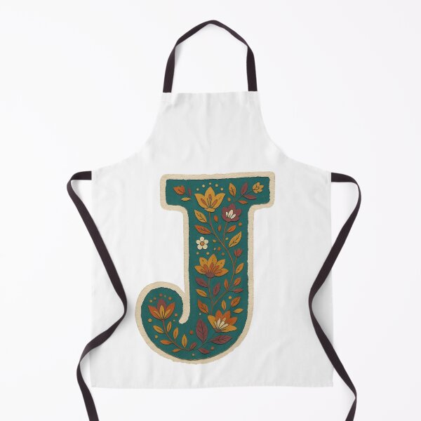 Item preview, Teal Mustard Terracotta Floral Monogram Letter J designed and sold by ITCHAWAWAA.
