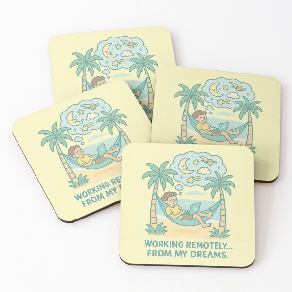 Item preview, Working Remotely From My Dreams Funny Remote Work Beach Illustration designed and sold by QCena.