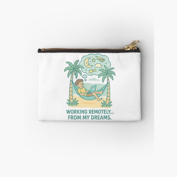 Item preview, Working Remotely From My Dreams Funny Remote Work Beach Illustration designed and sold by QCena.