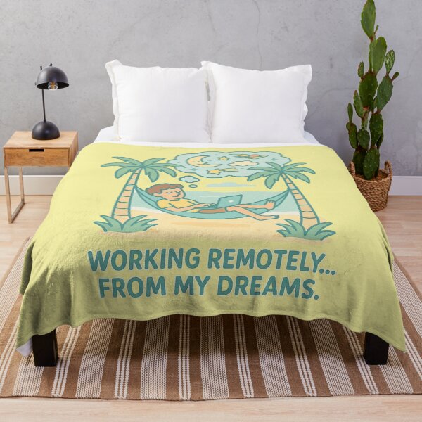 Item preview, Working Remotely From My Dreams Funny Remote Work Beach Illustration designed and sold by QCena.
