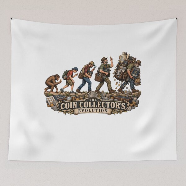 Item preview, The Coin Collector's Evolution Funny Numismatics Design designed and sold by Neurospicy Trolls.