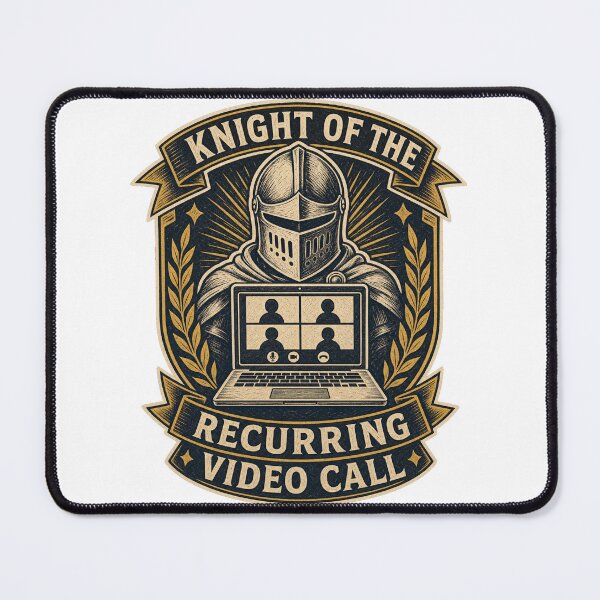 Item preview, Knight of the Recurring Video Call Medieval WFH Crest designed and sold by Wanderquill Studio.