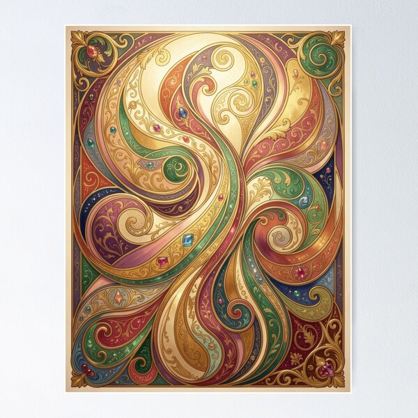 Item preview, Fractal Swirls and Jewels Art Nouveau  designed and sold by pinkal.