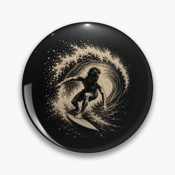 Item preview, Vintage Surfer Riding a Wave – Retro Ocean Surf Art designed and sold by SOUFIANE1991.