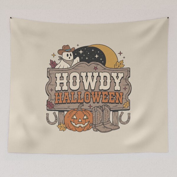 Item preview, Howdy Halloween Western Cute Cowboy Ghost designed and sold by MythicCotton.